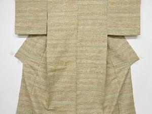 アンティーク　横段に抽象模様織り出し手織り紬着物